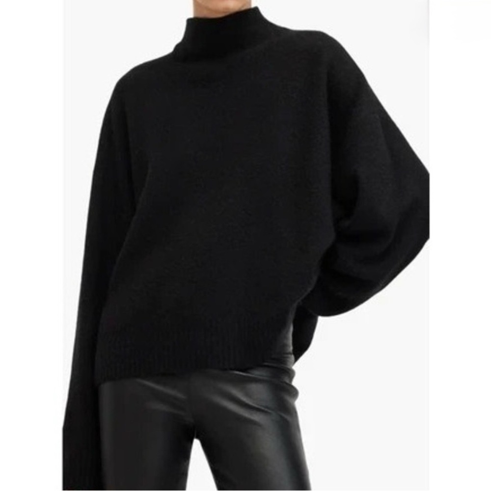 All Saints Asha Soft Fluffy Jumper Mock Neck Sz S